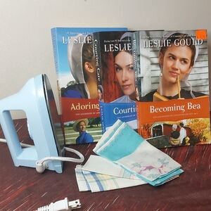 Lot 4 Vintage Handkerchief 3 Amish Books Leslie GOULD One 7" Travel Iron